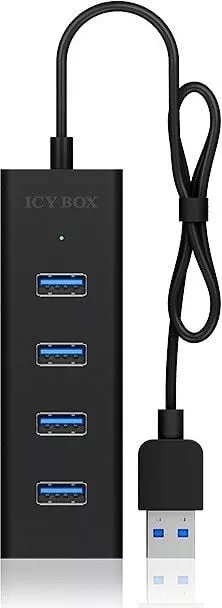 Acesoriu de retea pentru conectare simultana a mai multor dispozitive ,RaidSonic , IcyBox 4x USB 3.0 , negru