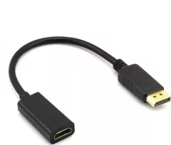 Adaptor multimedia Platinet 45207, cu conector DisplayPort (DP) tata la HDMI mama, Full HD 1080p, cablu 15 cm, negru