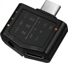 Adaptor audio Logilink, intrare USB-C tata si USB-C mama, iesire Jack 3.5mm, microfon incorporat, Negru