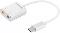Adaptor cu cablu , Sandberg , USB C &gt; 2 x Jack 3.5 mm mama , alb