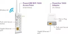 Adaptor retea NetGear Powerline PLW1000, 1000 Mbps, Gigabit