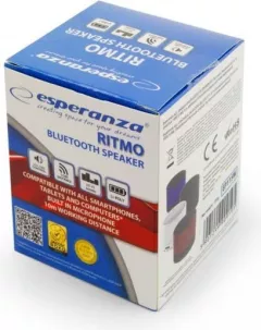 Boxa portabila cu Bluetooth si Radio FM, USB si microSD, Ritmo rosu cu acumulator incorporat