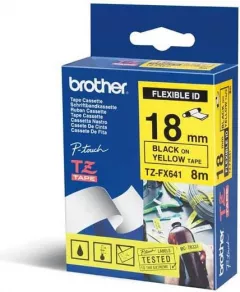 Banda compatibila Brother TZ-FX641 / TZe-FX641, 18mm x 8m, flexi, text negru / fundal galben