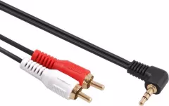 Cablu audio cu unul dintre conectori inclinat la 90&deg; , Maclean , MCTV/824 jack / 2 RCA 1m , negru