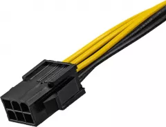 Cablu de alimentare , Akyga , AK/CA/07 PCI Express 6pin mama / 8pin tata , 0.28 m , negru cu galben