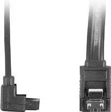 Cablu de conectare cu un conector in linie dreapta si unul inclinat , Lanberg , SATA Data II mama/mama 6GB/S , 0.3 m , negru