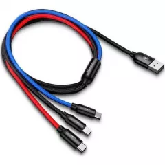 Cablu De Date/ Incarcare Baseus 3 In 1, USB-C, Lightning, Micro USB, 3,5A, 0,3m, Negru