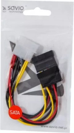 Cablu elmak adaptor Y, 4 pini Molex M - 2 x 15 pini SATA (SAVIO AK-13)