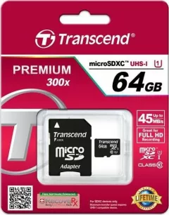 Card de memorie Transcend MicroSDXC, 64GB, Class 10