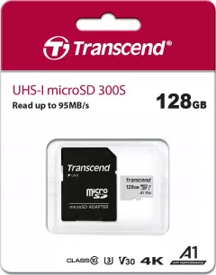 Card Transcend TS128GUSD300S-A, MicroSDXC, 128 GB, Class 10, UHS-I/U3 A1 V30