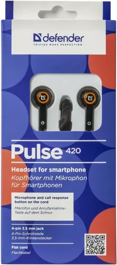 Casti cu microfon Defender Pulse 420, Black/Orange