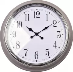 Ceas de perete decorativ Mondex, Plastic, Diametru 55.8 cm, Gri / Argintiu