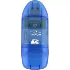 Cititor de card Titanium SDHC/MiniSDHC/MicroSDHC/RS/MM, USB 2.0, Albastru