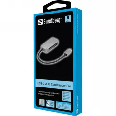 Cititor de carduri Sandberg 136 38, USB C microSD, SD, CF, gri