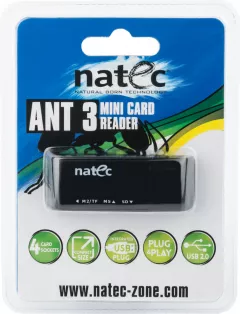 Cititor Natec MINI ANT 3 NCZ-0560,  USB 2.0, Negru