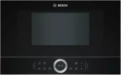 Cuptor cu microunde incorporabil Bosch BFL634GB1, 21 l, 900 W, 7 Programe, Inel rotativ, Control prin atingere, Display TFT, Negru