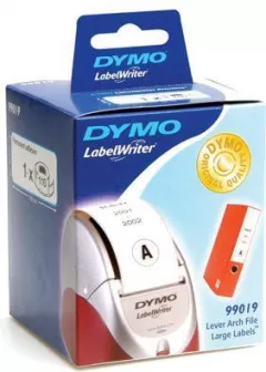 Etichete termice, DYMO LabelWriter, biblioraft 75mm, permanente, 190mmx59mm, hartie alba, 1 rola/cutie, 110 etichete/rola, 99019