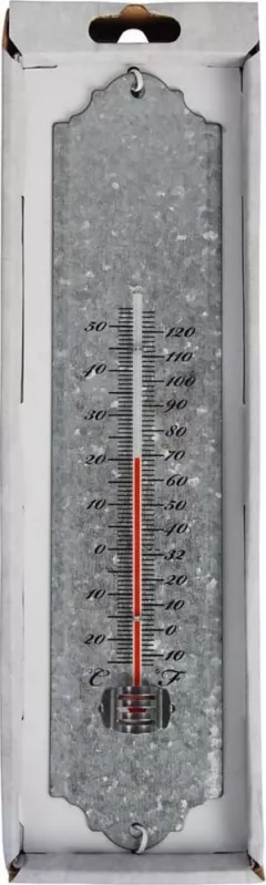 Termometru de perete Esschert Design, zinc, 30 cm, uz interior și exterior,gri,
