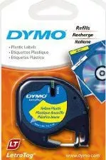Etichete plastic autocolante DYMO 91202 LetraTag, 12mmx4m, galbene, S0721620 S0721670 91202