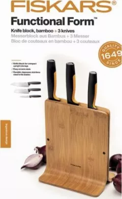 Fiskars Set de 3 cuțite într-un bloc de bambus 1057553