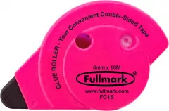 Fullmark Bandă adezivă permanentă, roz fluorescent, 6mm x 18m, Fullmark