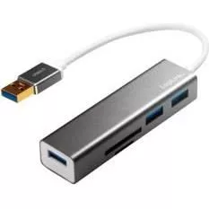 Hub cu citior de carduri , LogiLink , USB 3.0 3 porturi , gri