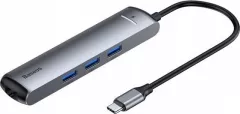 HUB multifunctional Baseus, 6 in 1, USB-C, 100W, HDMI 4K, Albastru