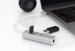 HUB USB 2.0, 3 porturi, Type C, port LAN, Digitus