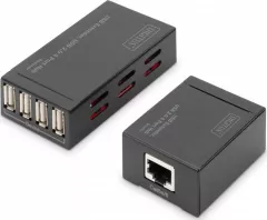 HUB USB Digitus Extender/Extender HUB 4 porturi USB 2.0 prin pereche răsucită cat. 5e/7, până la 50 m
