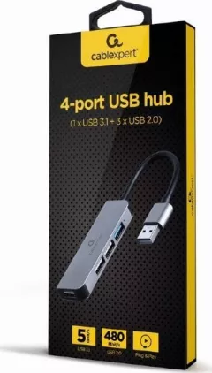 HUB USB Gembird GEMBIRD Hub USB 3.0 4 porturi 1 x USB 3.1 + 3 x USB 2.0 negru