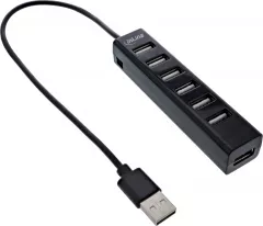 HUB USB InLine® InLine® USB 2.0 Hub cu 7 porturi, tip A tată la 7x Type-A mamă, negru
