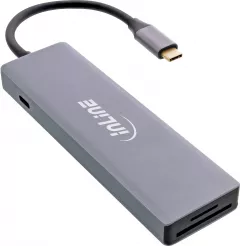HUB USB InLine® USB 3.2 Type-C Multi Hub (3x USB-A 5Gb/s + USB Type-C (PD 100W), cititor de carduri, HDMI 4K@30Hz), OTG, carcasă din aluminiu