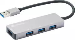 Hub USB 3.0 1x USB 3.0, 3x USB 2.0, Sandberg 333-67, aluminiu