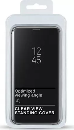 Husa Carte Clear View pentru Samsung Galaxy A52 4G / A52 5G, Functie Stand, Negru