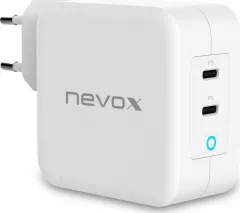 Incarcator priza fast charge 100W NEVOX, 2 x USB-C Power Delivery (PD), GaN, alb