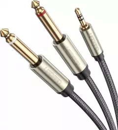 Cablu Ugreen mufă 3,5 mm - mufă 6,3 mm x2 3 m gri (UGR545GRY)