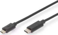 Cablu Assmann, USB-C/Micro USB, USB 2.0, 3m, Negru