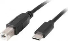 Cablu USB tip C imprimanta USB 2.0, 3 m, Lanberg 42980, USB B la USB-C, cu miez de ferita, negru