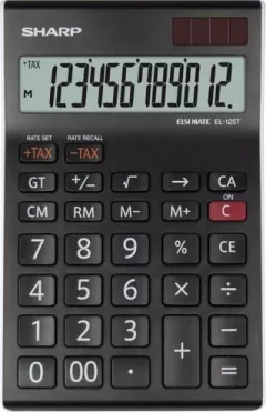 Calculator de birou SHARP 12 digits, dual power,EL-125TWH - negru/alb