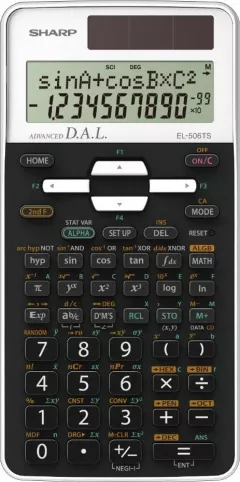 Calculator stiintific SHARP 12 digits, 470 functiuni, 161x80x15 mm, dual power,EL-506TSWH - alb