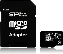 Set card de memorie MicroSD si adaptor SD, Silicon Power, Elite UHS-I, 16 GB
