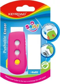 Eraser universal Keyroad Keyroad Smile, 1+1, Blister, Mix Culori