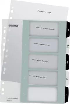 Leitz Separatoare din plastic pentru imprimarea textului pe carduri, Leitz WOW, 15, alb-negru 12130000