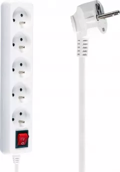 Prelungitor electric cu cablu cu protectie supraincalzire si intrerupator, Libox , LB0085/3 , 5 prize , 3 m , alb