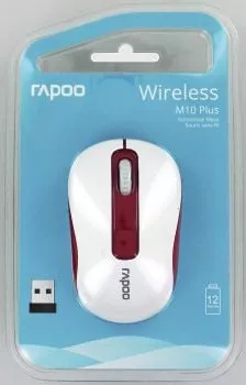 Mouse Rapoo M10PLUS 001802460000, Optic, fara fir, USB, 1000 DPI, 3 butoane, Alb/Rosu