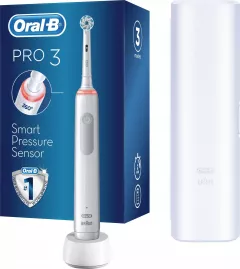 Periuta de dinti Oral-B Pro 3 3500 White,Pentru adulti,Reîncărcabil,Cu un senzor de forță de presiune,Durata de viata a bateriei
120 de minute