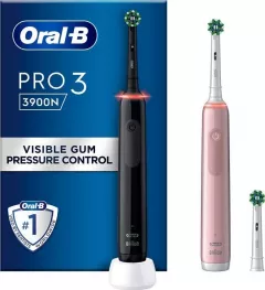 Oral-B Periuță de dinți rotativă Pro 3 3900 Duo Gift Edition 2 buc. Roz/Negru