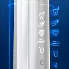 Periuta de dinti electrica Oral-B Genius X, 40000 pulsatii/min, 8800 oscilatii/min, Inteligenta artificiala, Curatare 3D, 6 programe, 1 capat, Bluetooth, Trusa de calatorie cu port USB, Alb