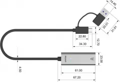 Placă de rețea Unitek USB-A/C la RJ45 2,5 G Ethernet (U1313C)