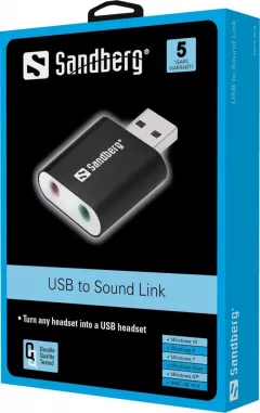 Placă de sunet externă Sandberg USB to Sound Link, interfata USB, 2 canale